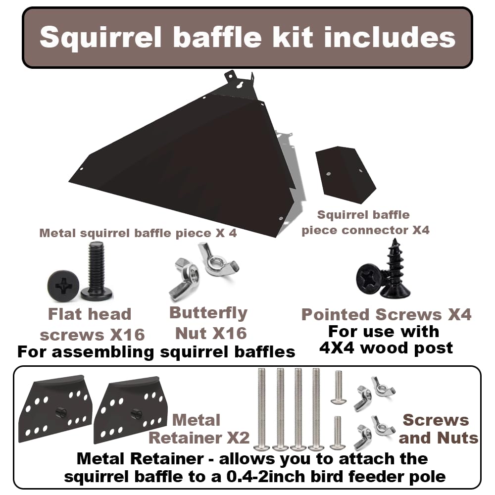 PirateAnt Baffle mounted on a 4x4 post protecting feeders.