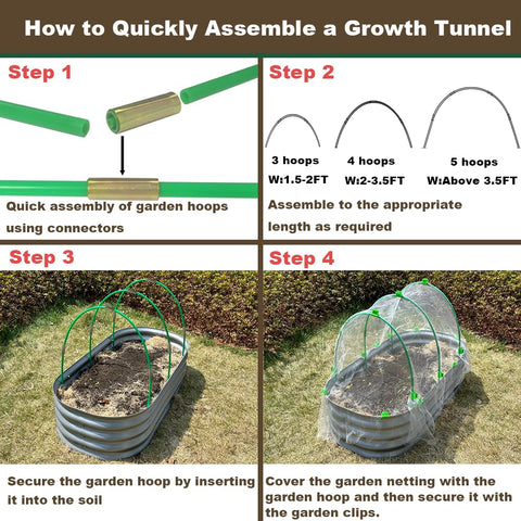 PirateAnt thickened PP hoops: smooth, resilient garden supports.