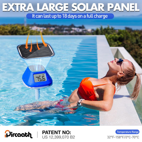 Pircaath floating thermometer with backlit LCD for clear readings after dark