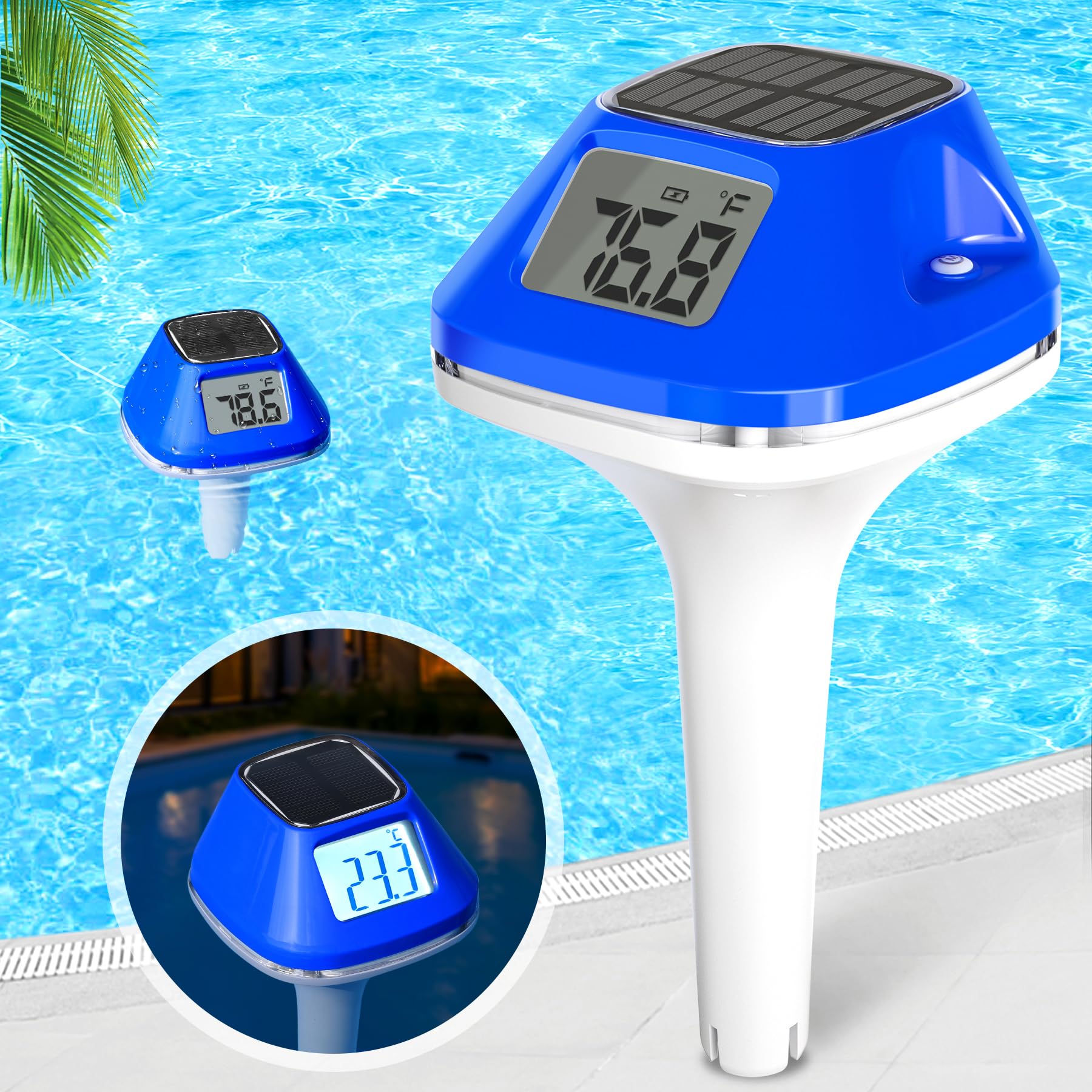 Pircaath solar pool thermometer with extralarge display for easy night viewing