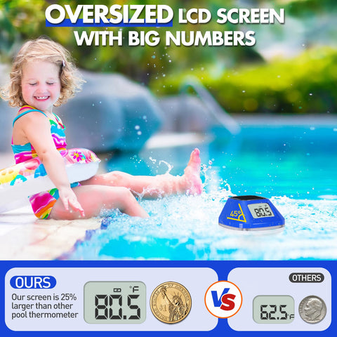 Pircaath thermometer with rope provides secure placement beside the pool