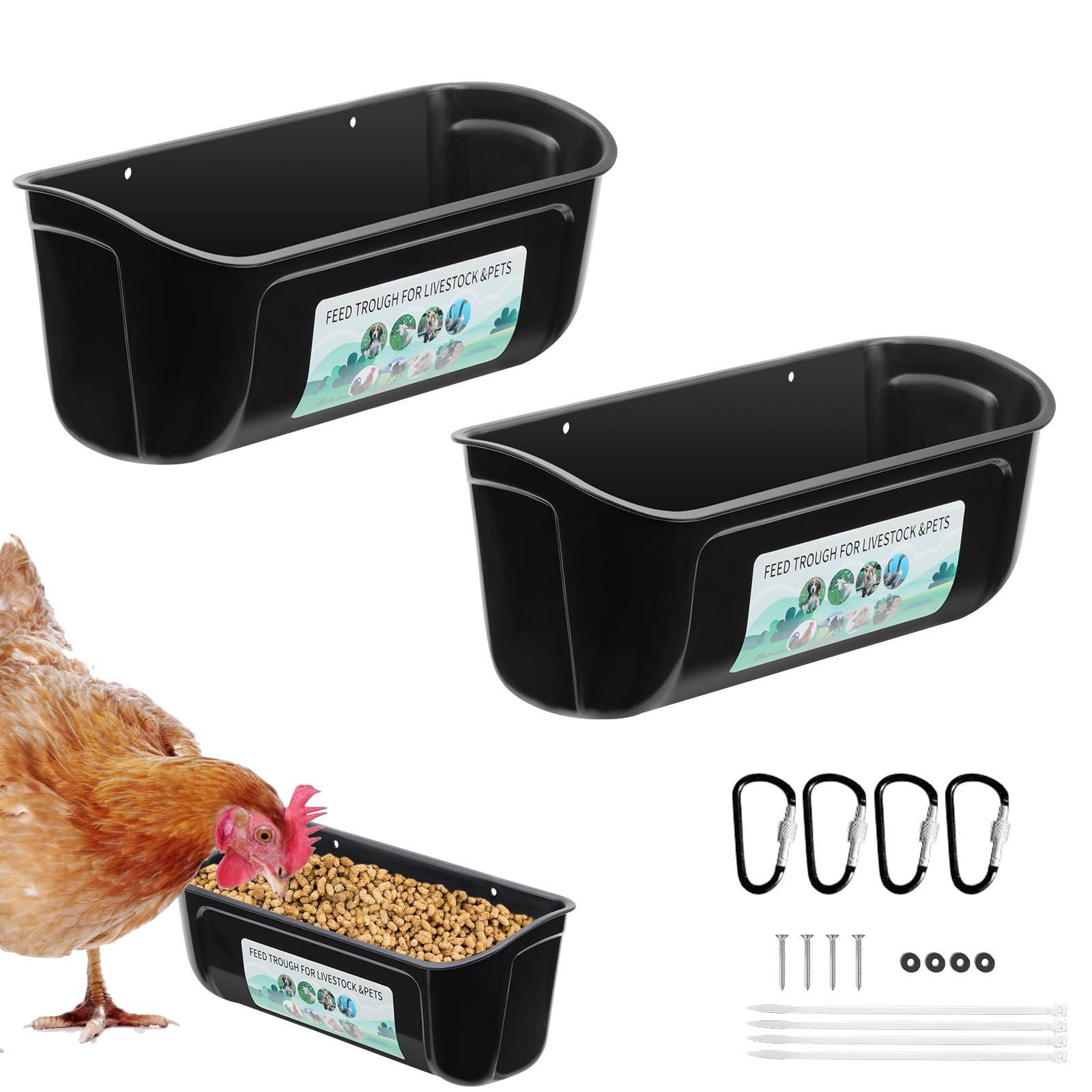 PIREKZUNT 2-pack chicken and duck feeder hanging for versatile farm feeding.