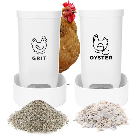 PIREKZUNT 2-pack hanging oyster-shell grit feeder for hens, easy access