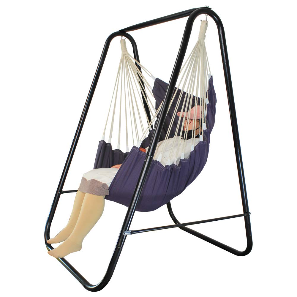 PIRNY Hammock Chair Stand in assembly view shows easy setup for any space.