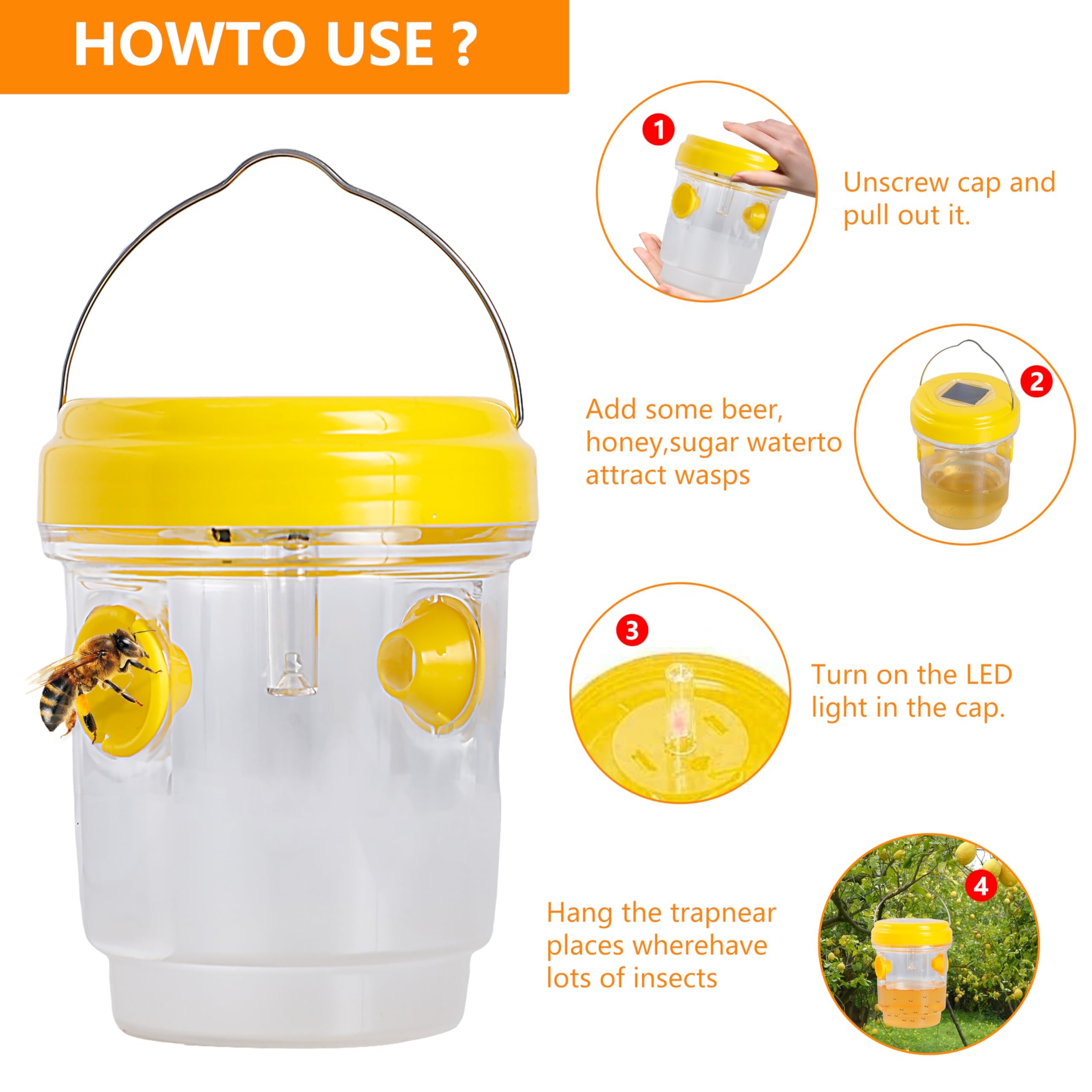 Pirosim wasp traps outdoors shown during deck installation for simple setup.