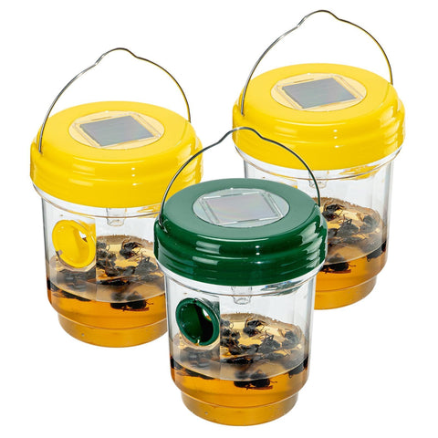 Pirosim 3pc wasp traps outdoor hanging set near eaves for safe pest management.