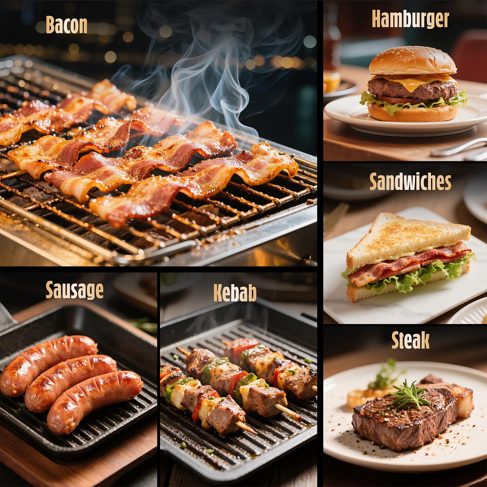 Pisol bacon press delivering uniform bite and sear