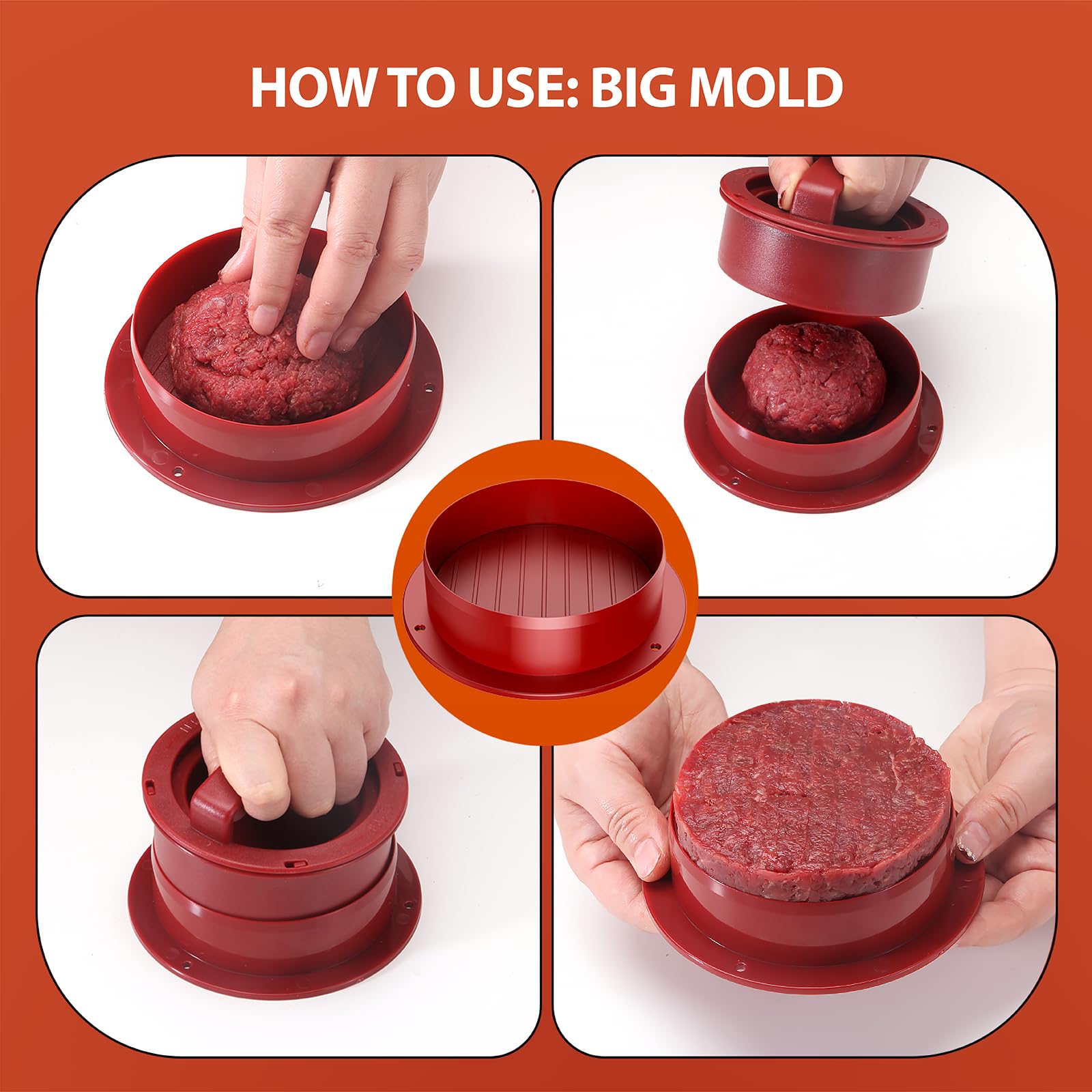 Pisol BPA-free ABS plastic close-up for durable patty mold.