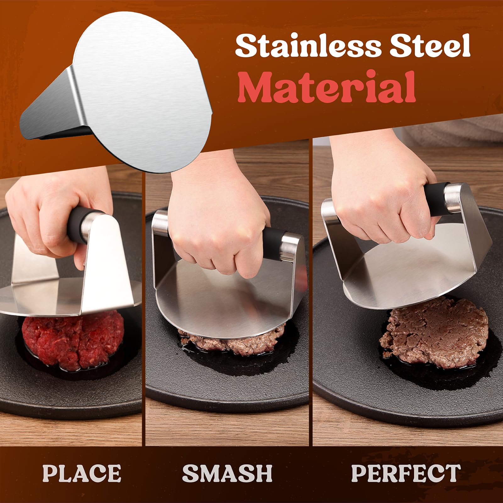 Pisol Non-stick surface helps lift patties cleanly without tearing