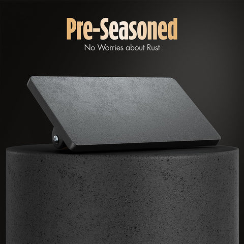 Pisol Smash Burger Press on griddle promotes even heat distribution.