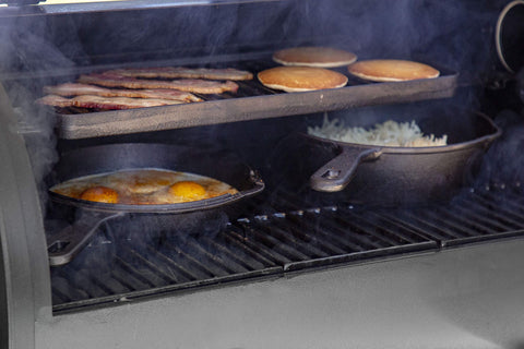 Pit Boss griddle cooking pancakes demonstrates breakfast versatility