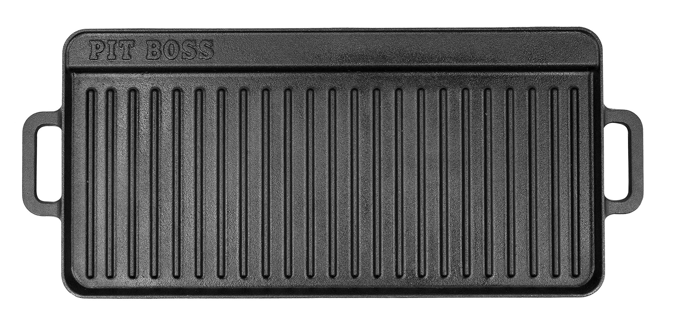 Pit Boss 10x20 cast iron griddle top view for spacious family cooking