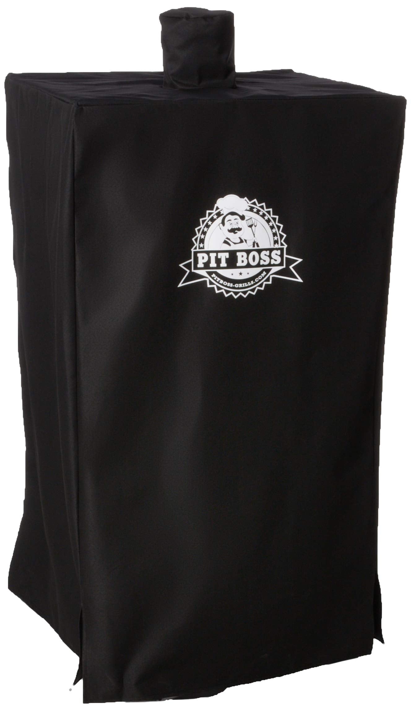 Pit Boss 73752 cover on pellet smoker, front view, weather protection.
