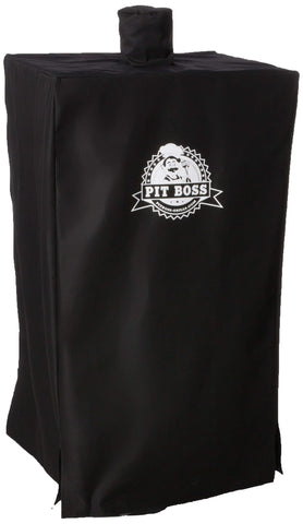 Pit Boss 73752 cover on pellet smoker, front view, weather protection.