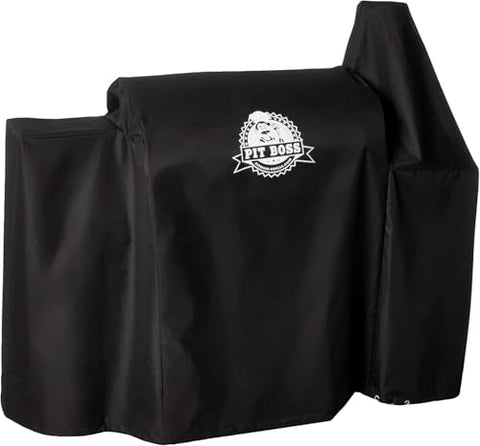Durable weatherproof fabric shields the grill from rain and sun.