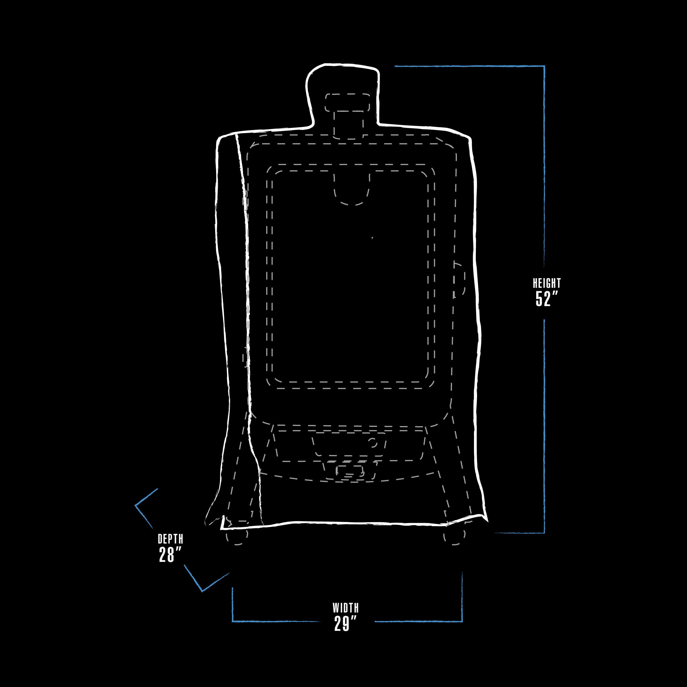 Heavy-duty polyester with PVC backing shields the smoker from weather exposure.