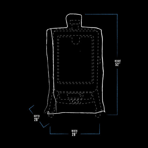 Heavy-duty polyester with PVC backing shields the smoker from weather exposure.
