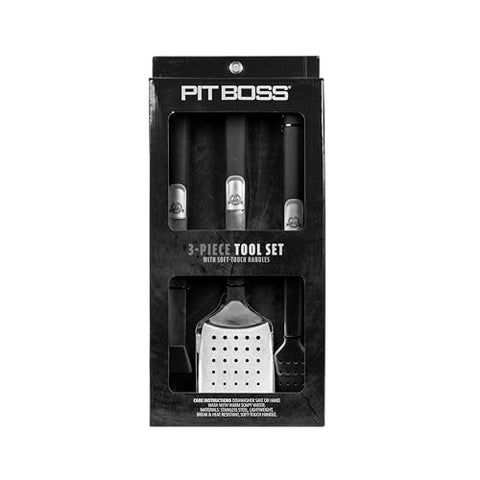 Pit Boss Soft Touch 3-Piece Tool Set enlarged hanging loops keep tools within reach