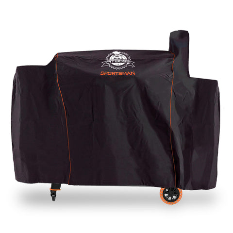 Pit Boss Sportsman 1100 grill cover front view protects against weather and dust.