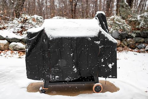 Pit Boss Sportsman 1100 grill cover side view shields during travel.