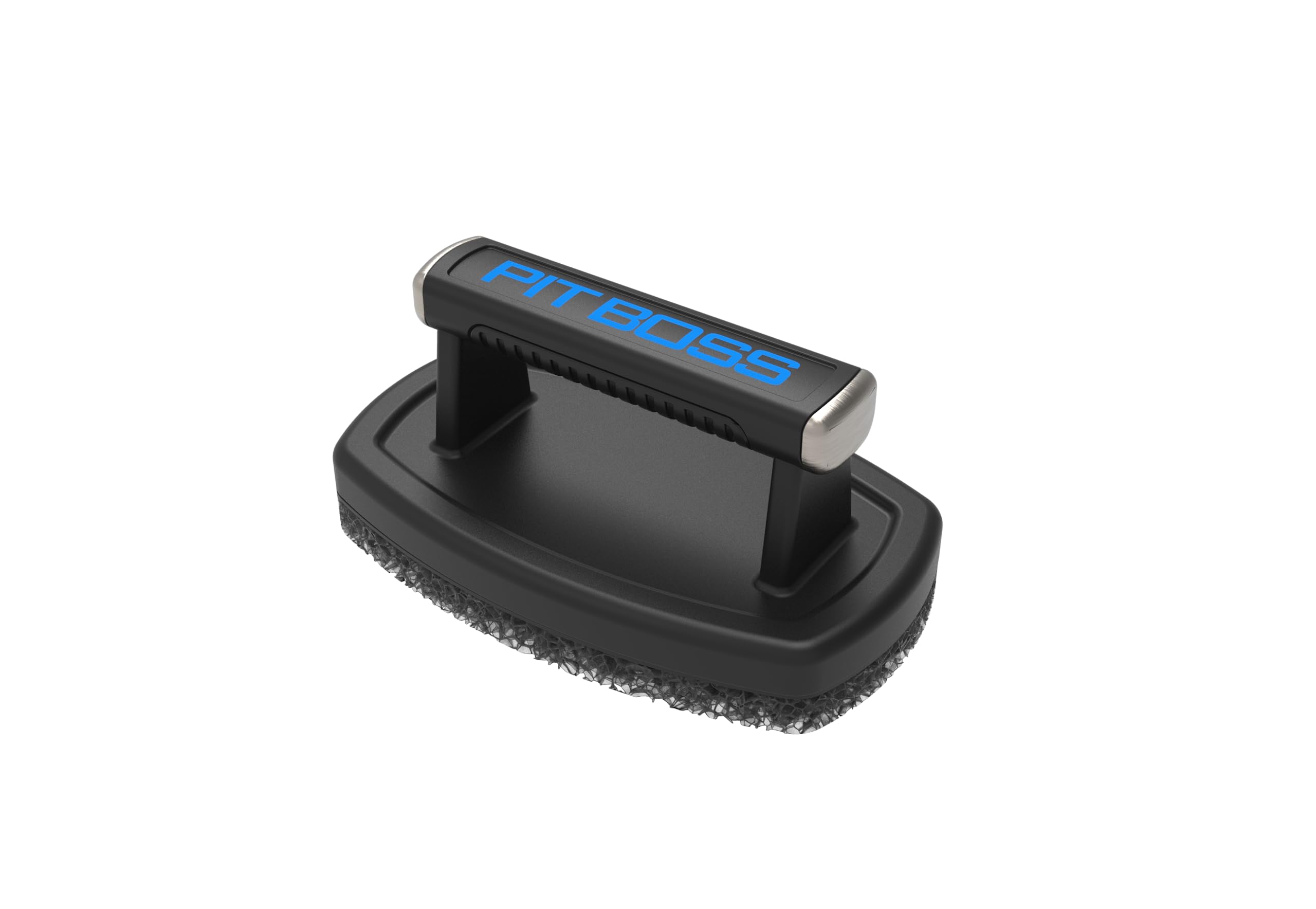 Pit Boss Ultimate Griddle Cleaning Brush with black handle, easy grip for thorough griddle scrubbing.