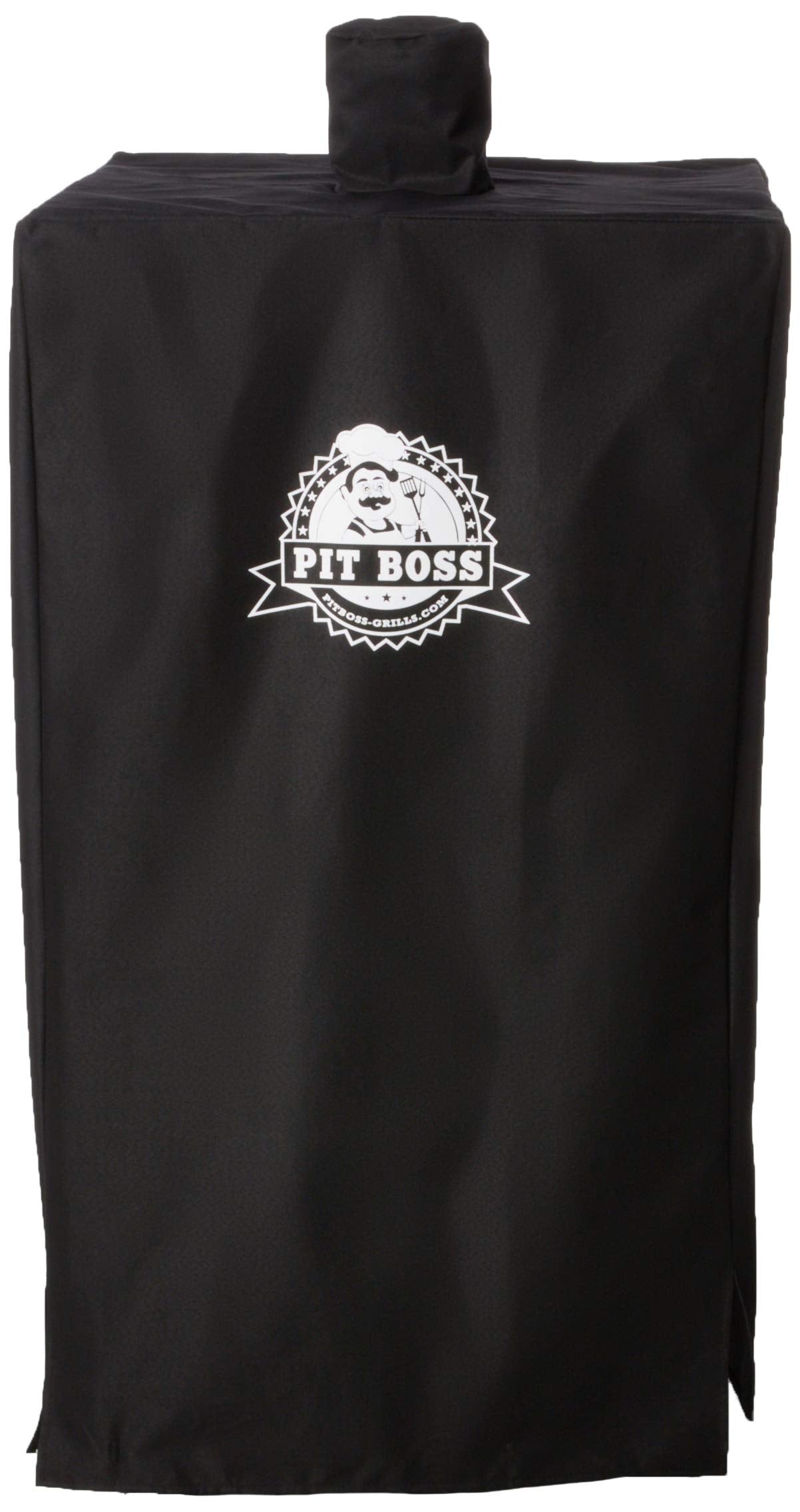 Drawstring-secure fit visible on the Pit Boss vertical smoker cover.