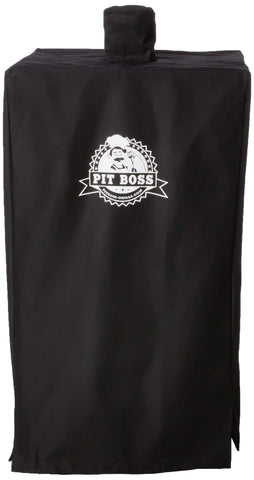 Drawstring-secure fit visible on the Pit Boss vertical smoker cover.