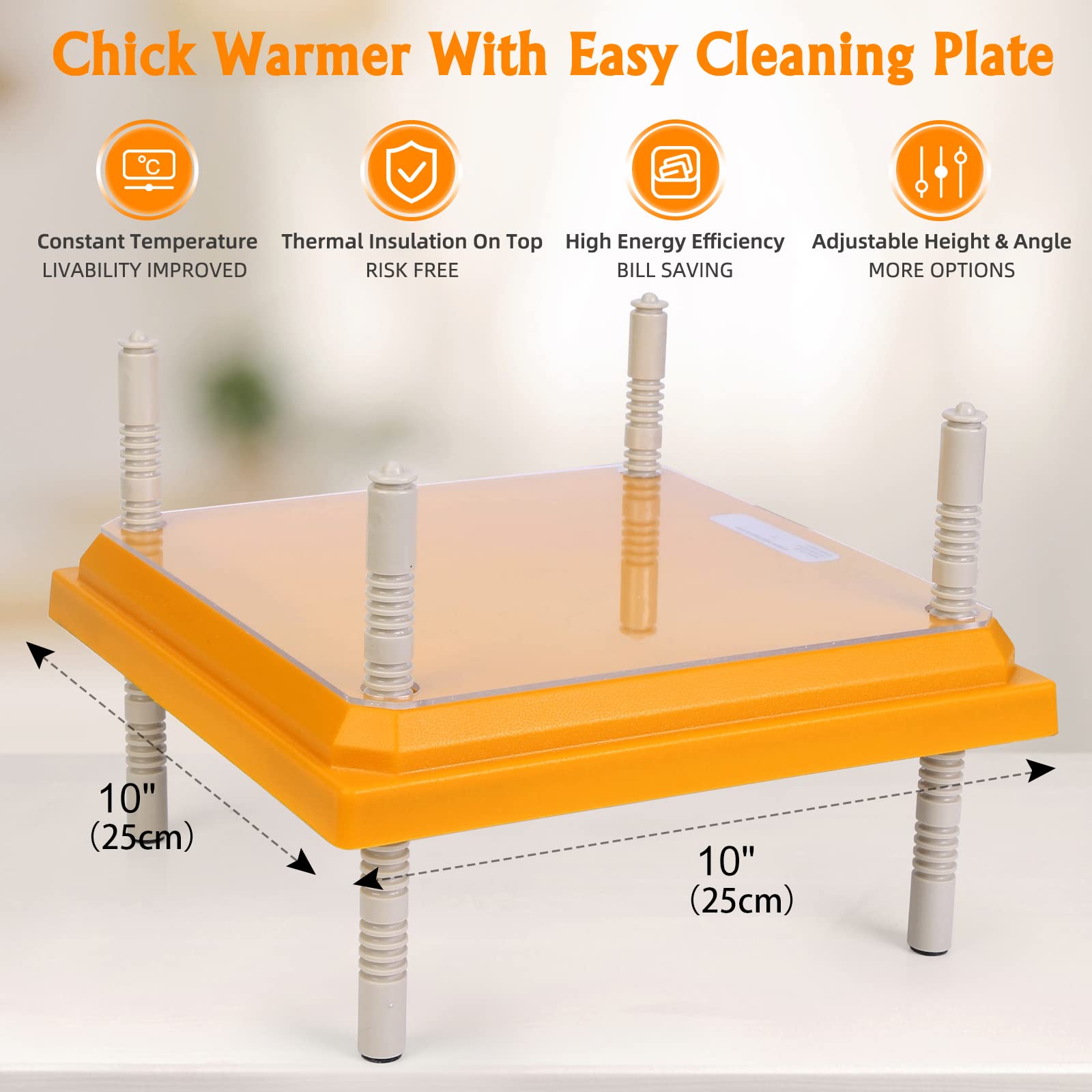 Pitalok brooder heater plate with height adjustment for chick comfort.