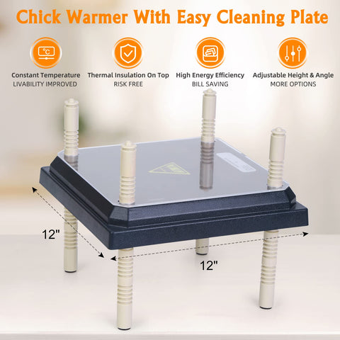 Pitalok brooder heater plate adjustable height side view for growing chicks.