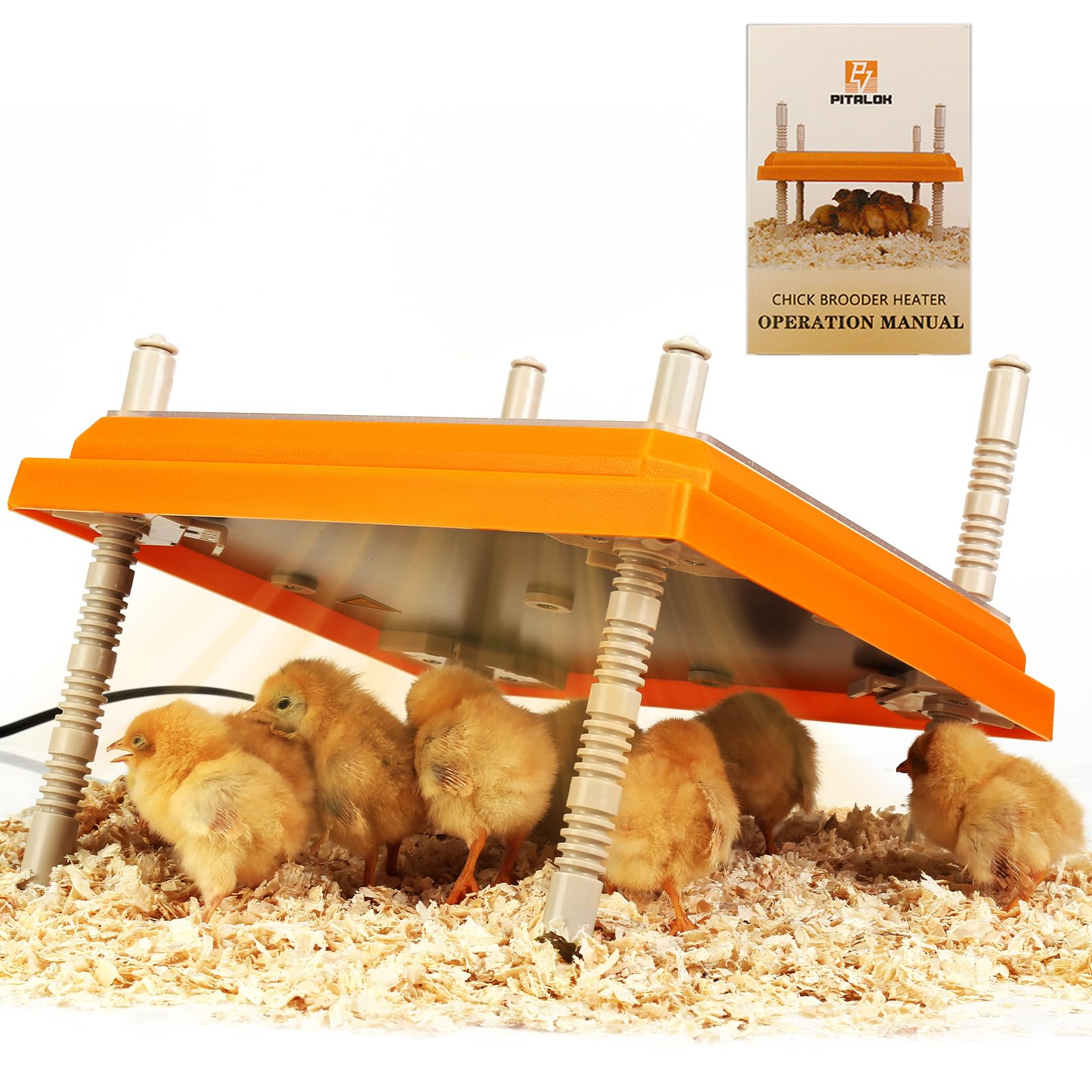 Pitalok brooder heater plate top view provides even warmth for chicks.