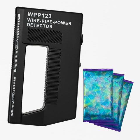 WPP123 detection display showing live feedback to identify studs, wires, and pipes.