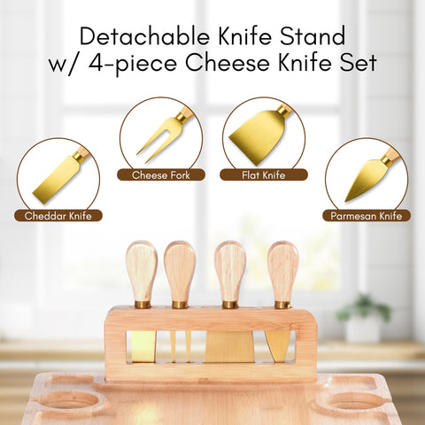 Piticco four gold cheese knives set for elegant cheese service.