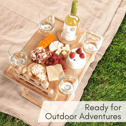 Piticco wine glass holder feature keeps stemware steady.