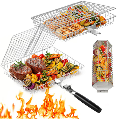 PitInnov grill baskets rectangle meat focus for even searing on the grill