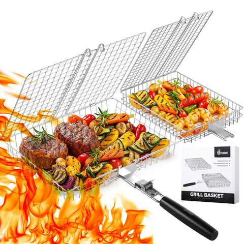 PitInnov Nesting Baskets large for thick cuts and hearty portions, ideal for outdoor grilling.