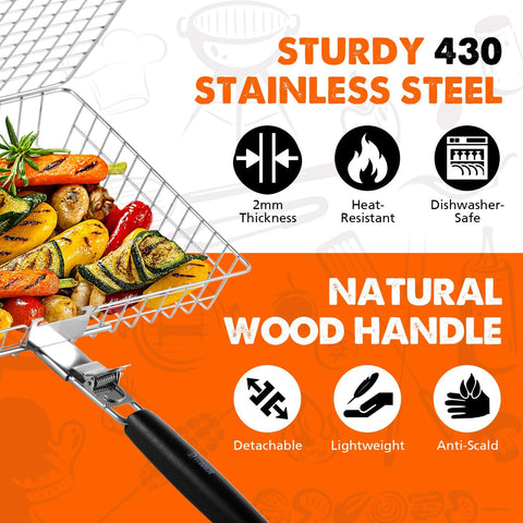PitInnov pinch locking mechanism keeps food secure for even, trouble-free grilling