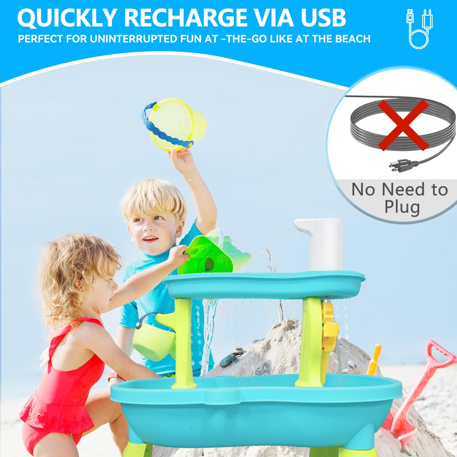 Pitjeck water table pump enables interactive discovery pond play.