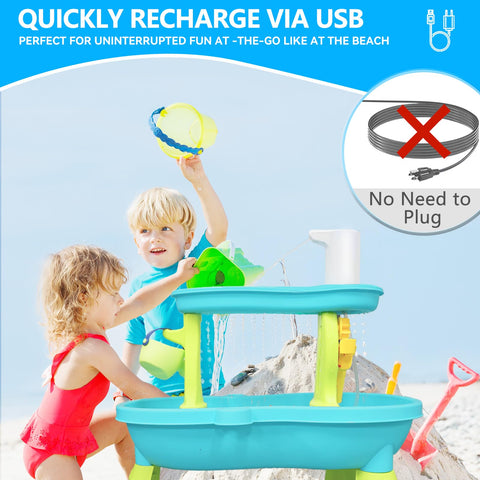 Pitjeck water table pump enables interactive discovery pond play.