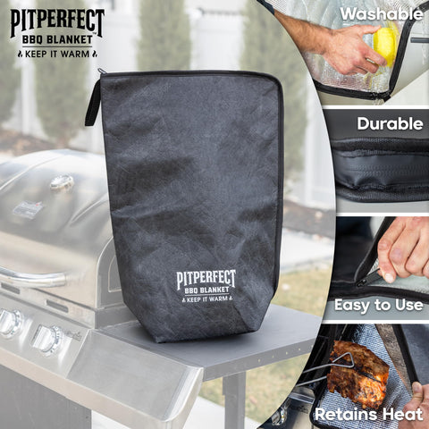 PITPERFECT BBQ BLANKET DU PONT exterior protects meat during resting.