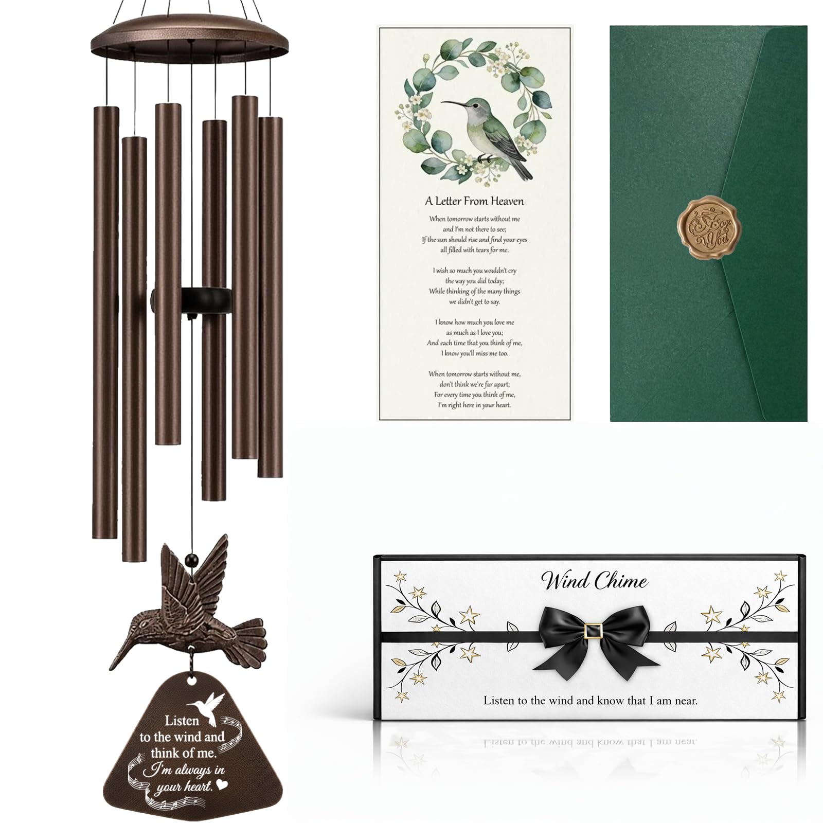 PIXPRI 36-inch memorial wind chime outdoors with soothing tones for peace and remembrance.
