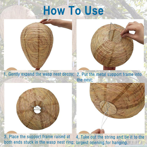 PIYIENR Wasp Nest Decoy hanging setup highlights simple placement options
