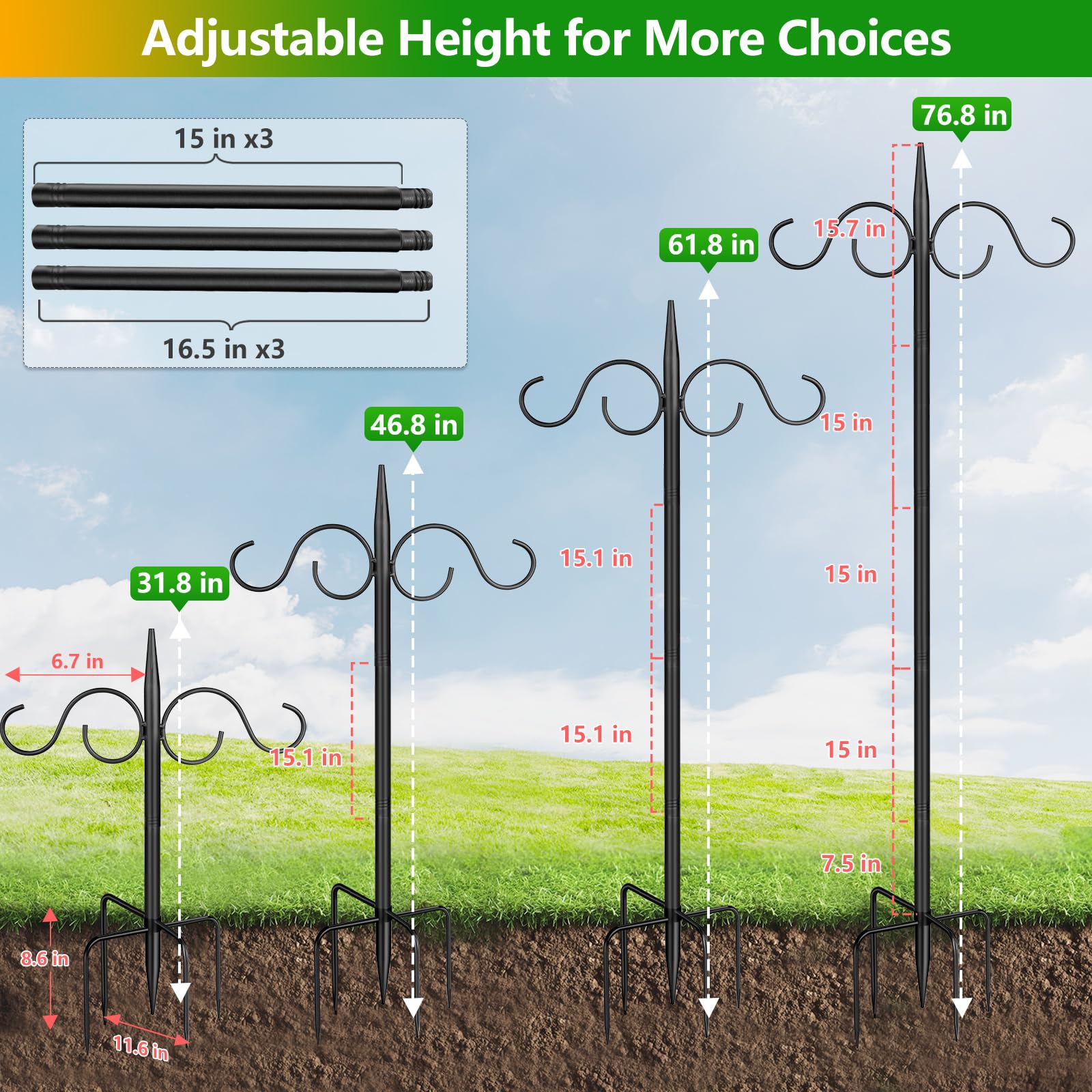 PIYILO adjustable pole suits string lights and decor