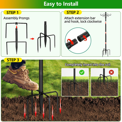 PIYILO bottom prongs improve ground stability in adverse weather.
