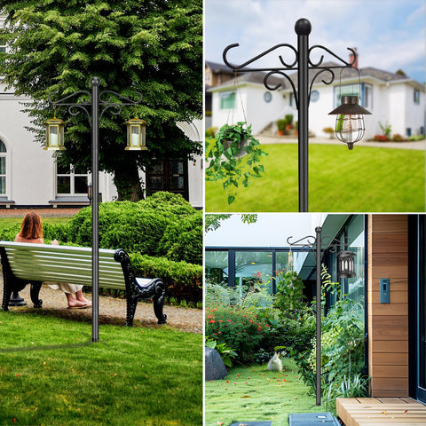 PIYILO versatile outdoor decor pole for plants and lights.