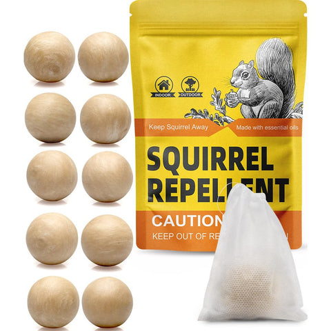PJCFDOP Squirrel Repellent packaging highlights natural ingredients for safe outdoor use.