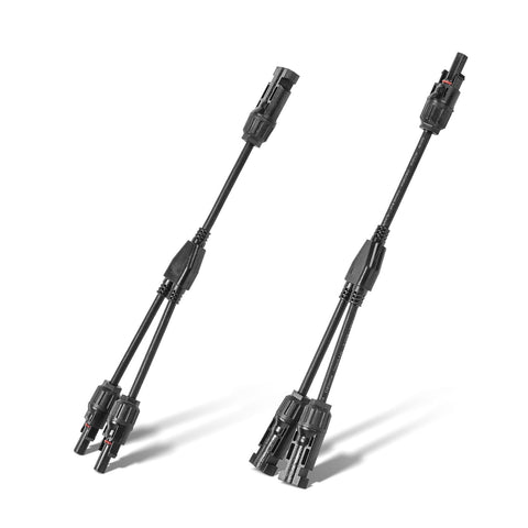 Pjerjzn 2to1 Y-branch connector enabling parallel solar panel setup.
