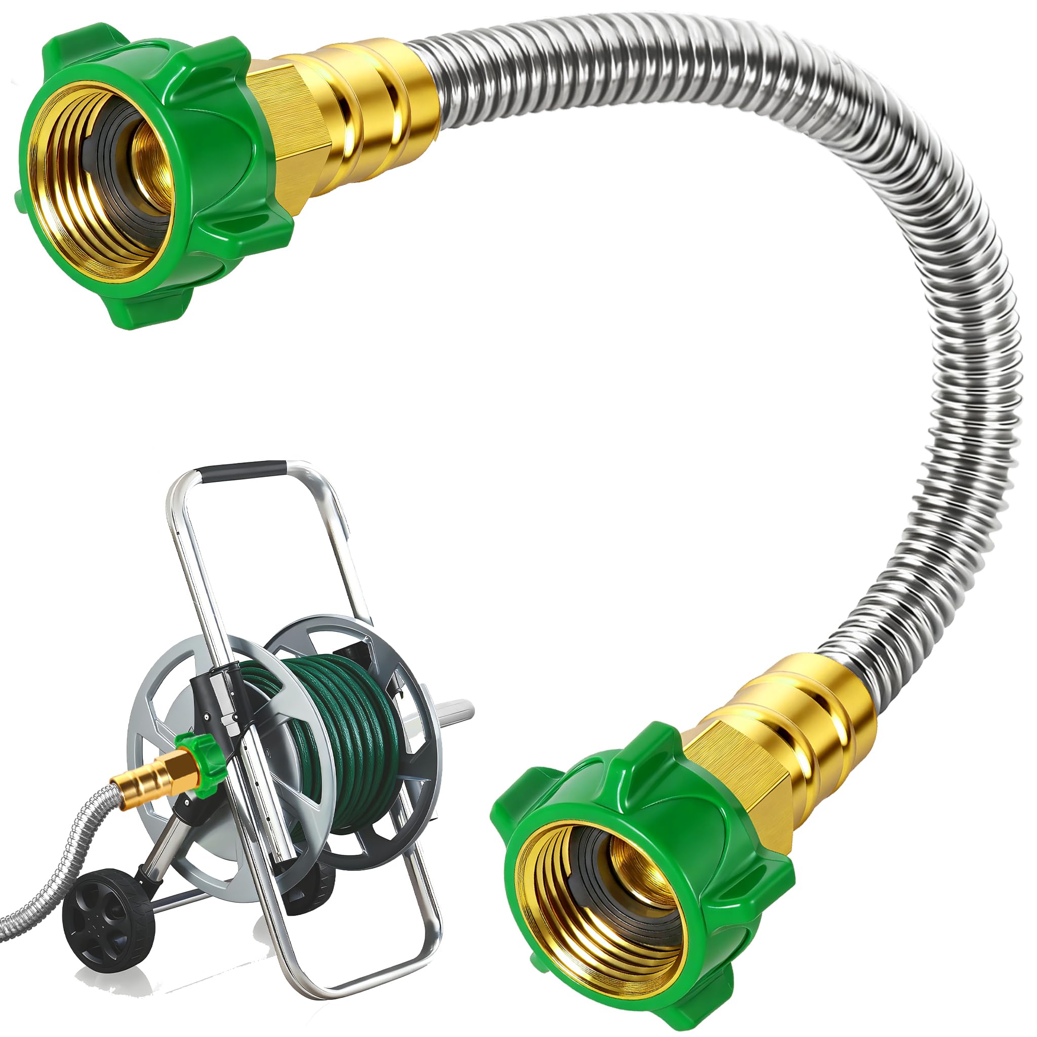 PJT 1ft female-to-female connector close-up with brass ends for leak-free fit