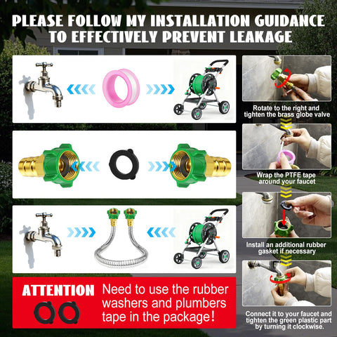 PJT included PTFE tape and rubber washers close-up for sealing