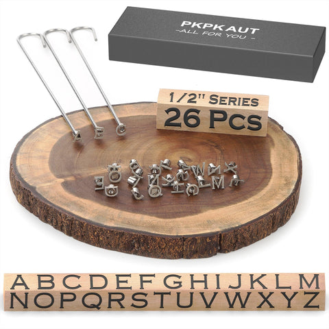 PKPKAUT 26-pc alphabet branding irons ready for DIY labeling on wood or leather