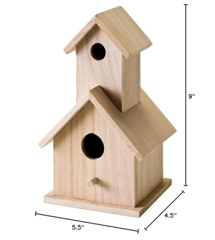 Plaid 12741 Story birdhouse beige finish shows a smooth craft surface.